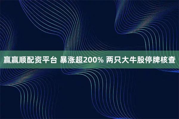 赢赢顺配资平台 暴涨超200% 两只大牛股停牌核查